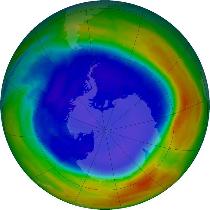 Antarctic ozone map for 07 September 1996